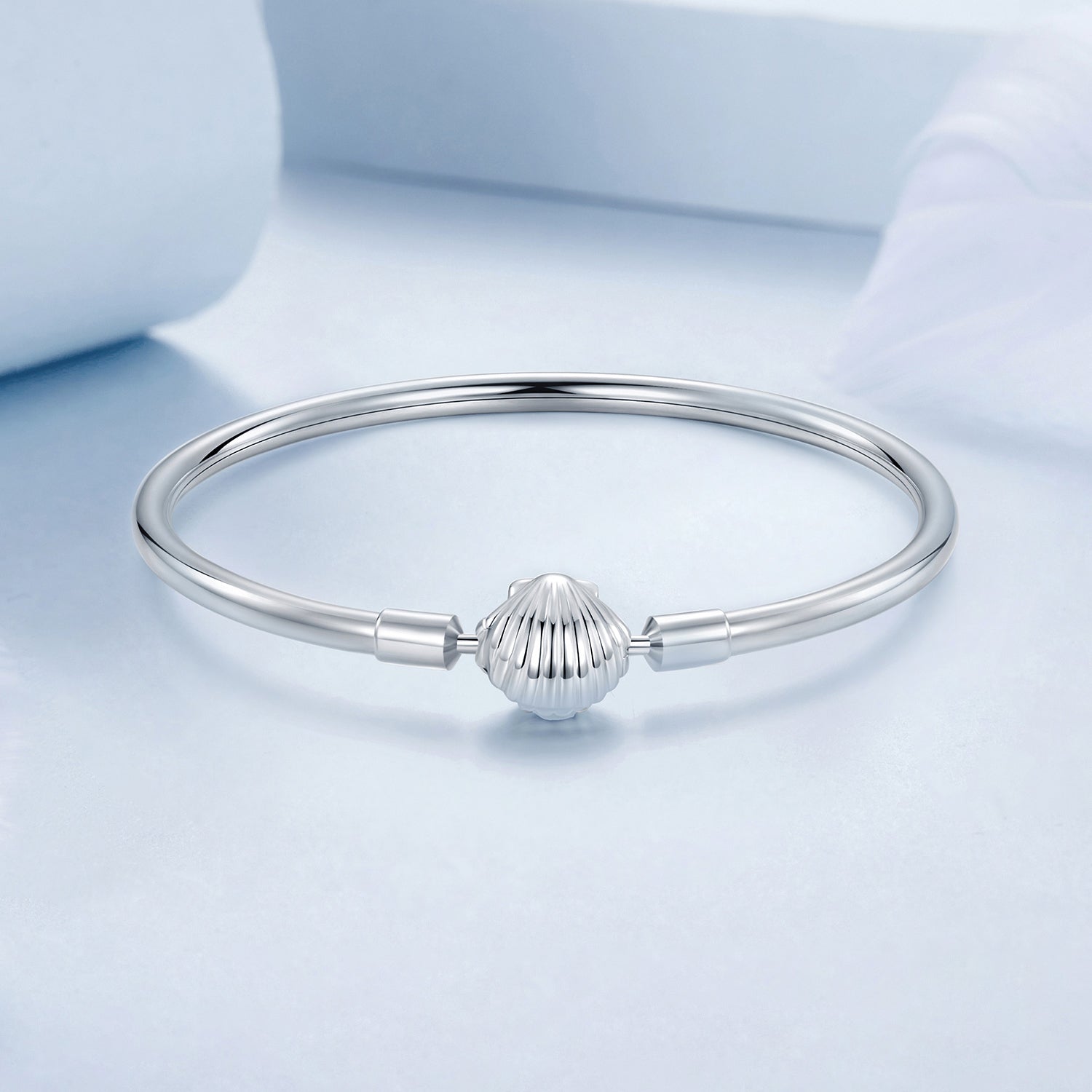 925 Sterling Silver White Gold Plated Bracelet 17.0 cm Inner Diameter 55mm for Women  DestGlow