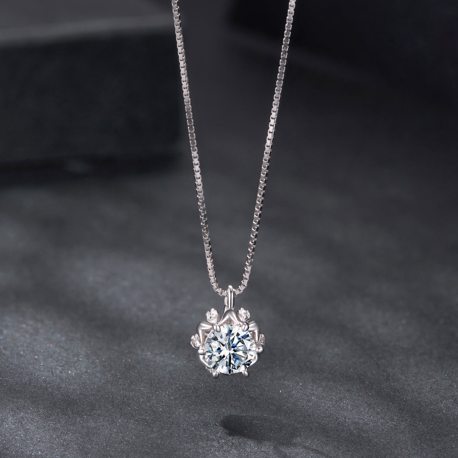 925 Sterling Silver Moissanite &amp; CZ Pavé Necklace - 40+5cm for Women