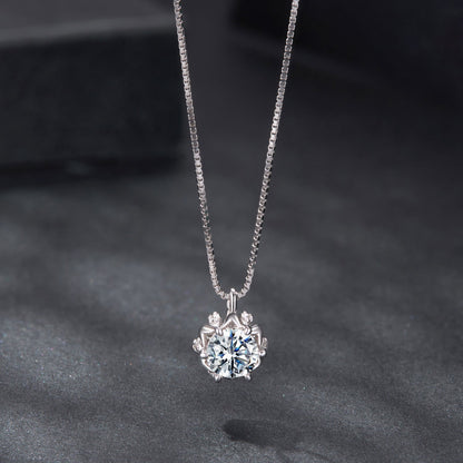 925 Sterling Silver Moissanite &amp; CZ Pavé Necklace - 40+5cm for Women