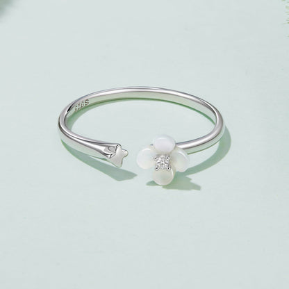 925 Sterling Silver White Gold Plated Ring with Nacre and CZ for Women  DestGlow