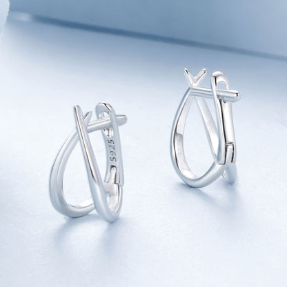 925 Sterling Silver Earrings 1.2x0.6cm with White Gold Plating for Women  DestGlow