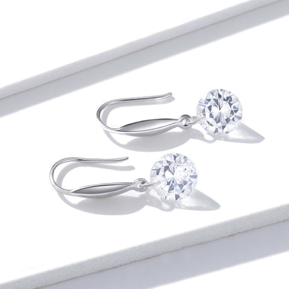 S925 Sterling Silver Earrings 2.6x0.8cm Plated Platinum with Pavé Setting CZ for Women  DestGlow