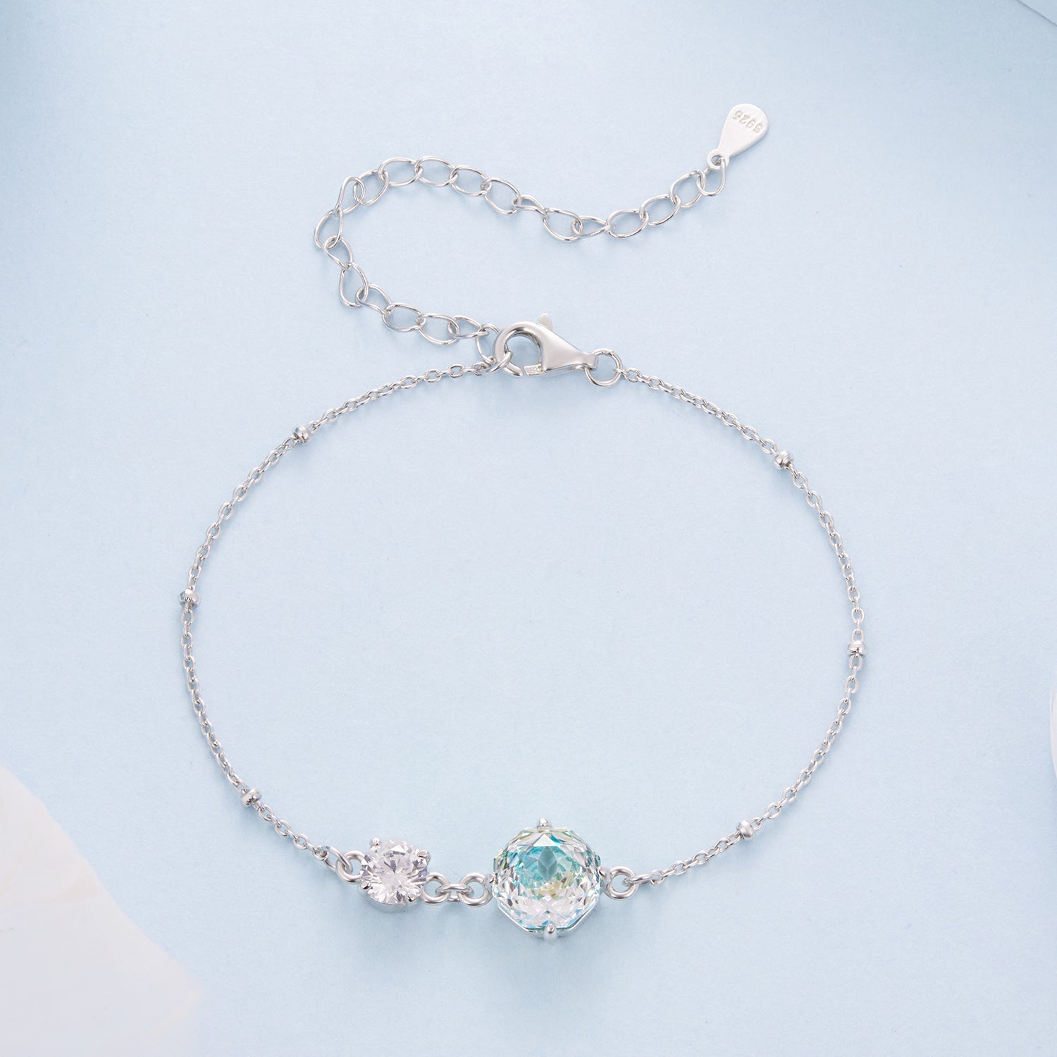 925 Sterling Silver 0.8cm CZ White Gold Plated Bracelet for Women  DestGlow