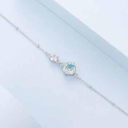 925 Sterling Silver 0.8cm CZ White Gold Plated Bracelet for Women  DestGlow