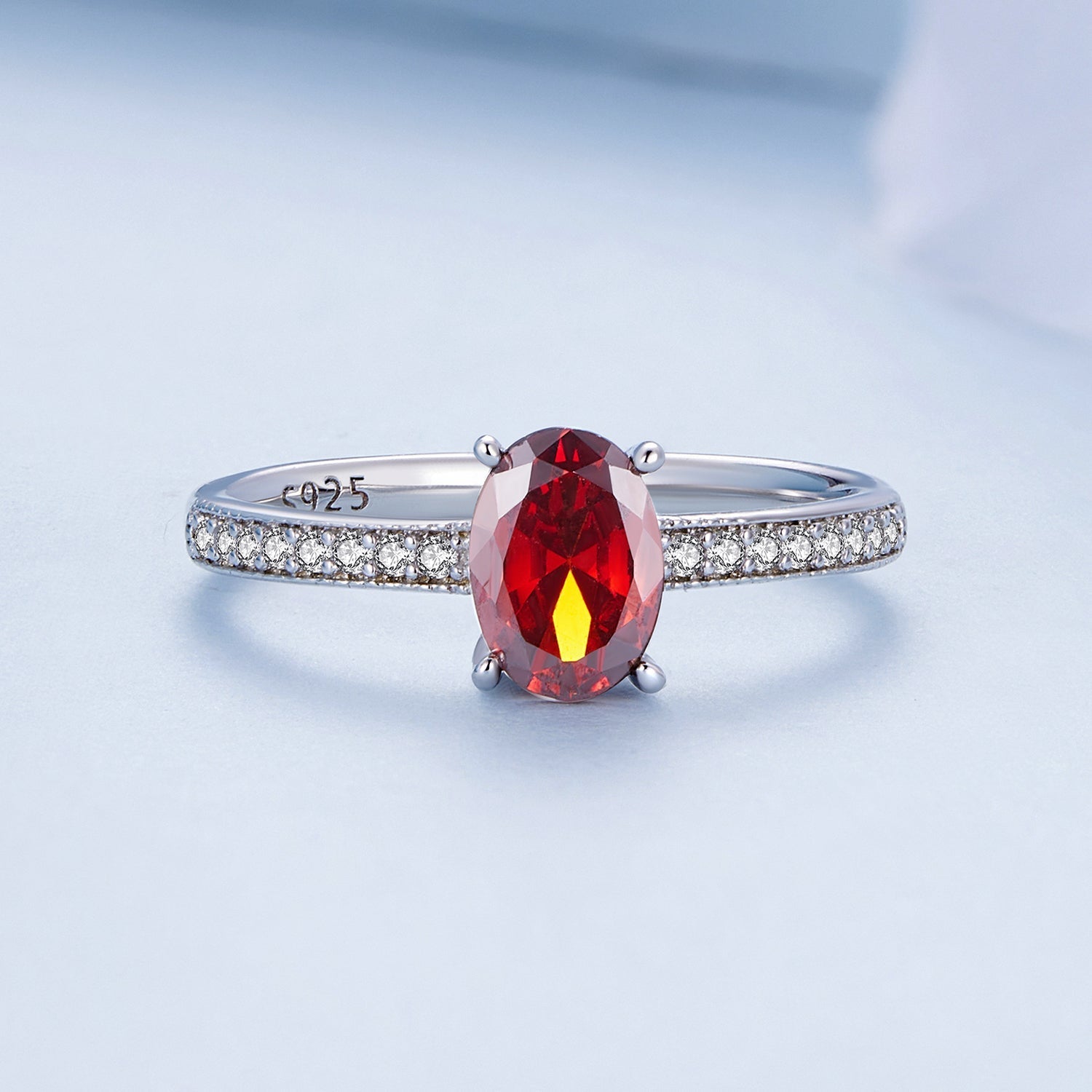 925 Sterling Silver Pavé Setting CZ Synthetic Garnet Ring for Women  DestGlow