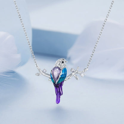 925 Sterling Silver Plated Platinum Pendant Necklace with Enamel and CZ for Women  DestGlow