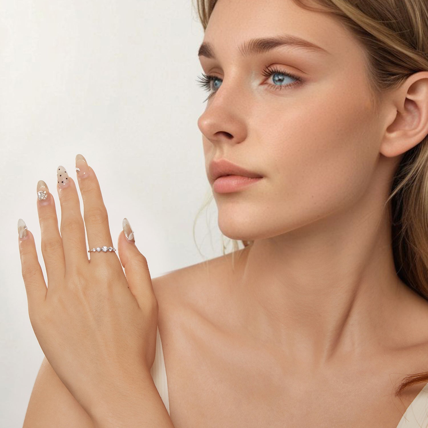 925 Sterling Silver Ring Size 6.0 with Pavé CZ in White Gold Finish for Women  DestGlow