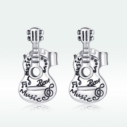 925 Sterling Silver &amp; Oxidized Silver Earrings for Women - 1.3*0.6cm