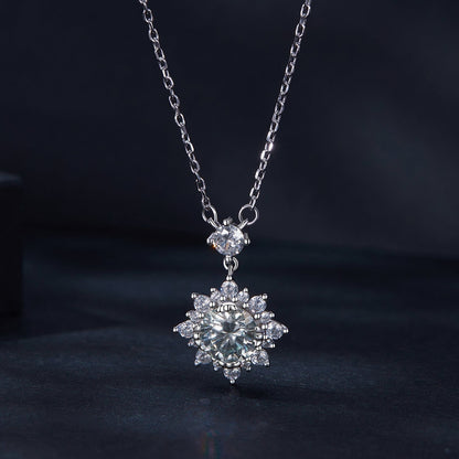 925 Sterling Silver Moissanite Necklace with Pavé Setting in Platinum, 450mm, for Women  DestGlow