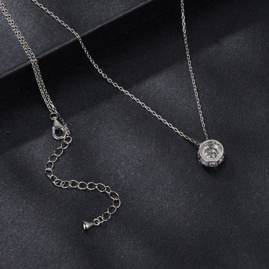 925 Sterling Silver Moissanite Necklace 40+5cm with Pavé Setting for Women  DestGlow