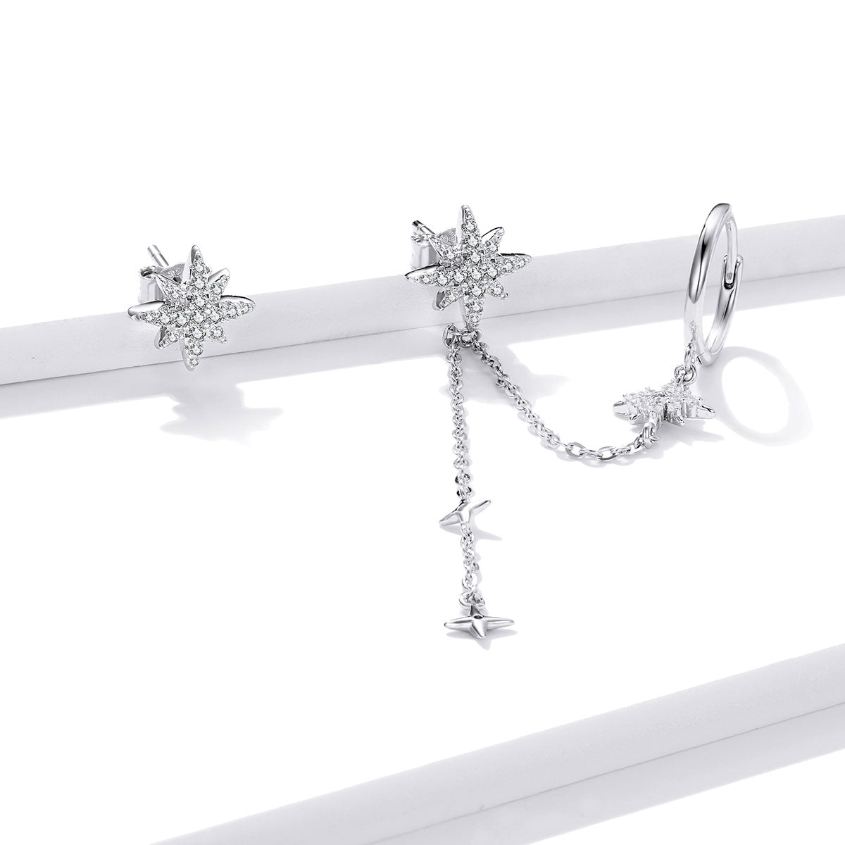 S925 Sterling Silver Earrings with CZ in Pavé Setting, 5.9cm Length, 1cm Size for Women  DestGlow