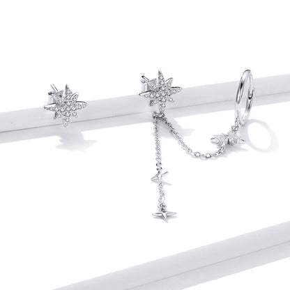 S925 Sterling Silver Earrings with CZ in Pavé Setting, 5.9cm Length, 1cm Size for Women  DestGlow