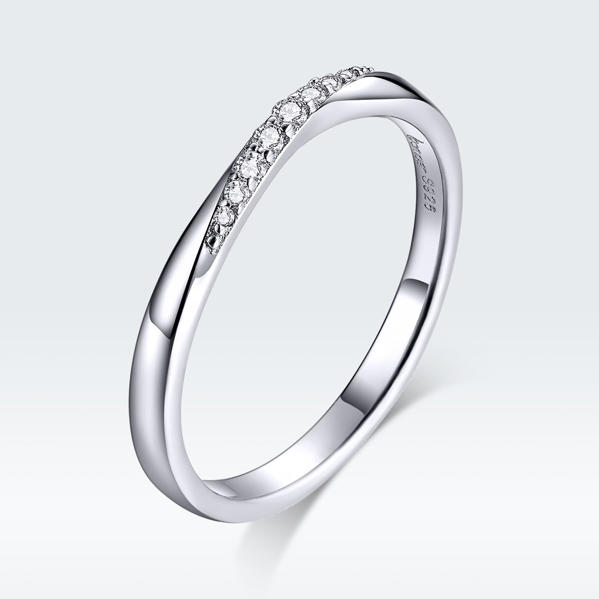 925 Sterling Silver Pavé Set CZ Platinum Plated Ring Size 6 for Women by Bids.com