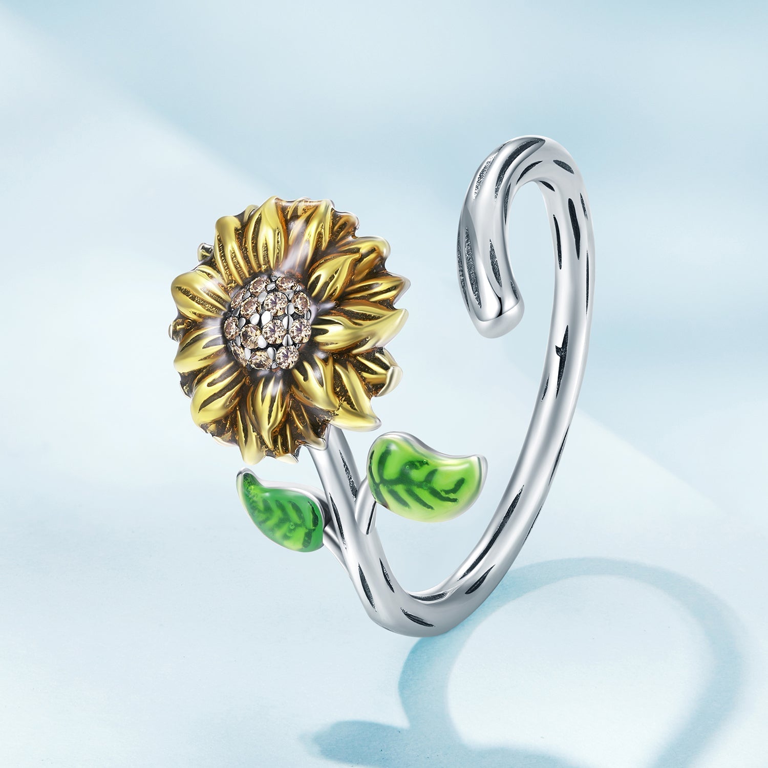 925 Sterling Silver Enamel Pavé Setting CZ Oxidized Silver Ring  DestGlow