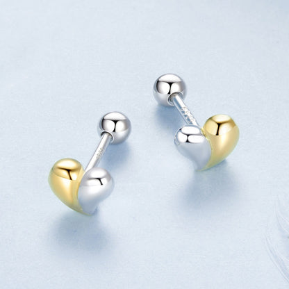 925 Sterling Silver &amp; Plated Gold Earrings for Women - 0.5*0.6cm  DestGlow