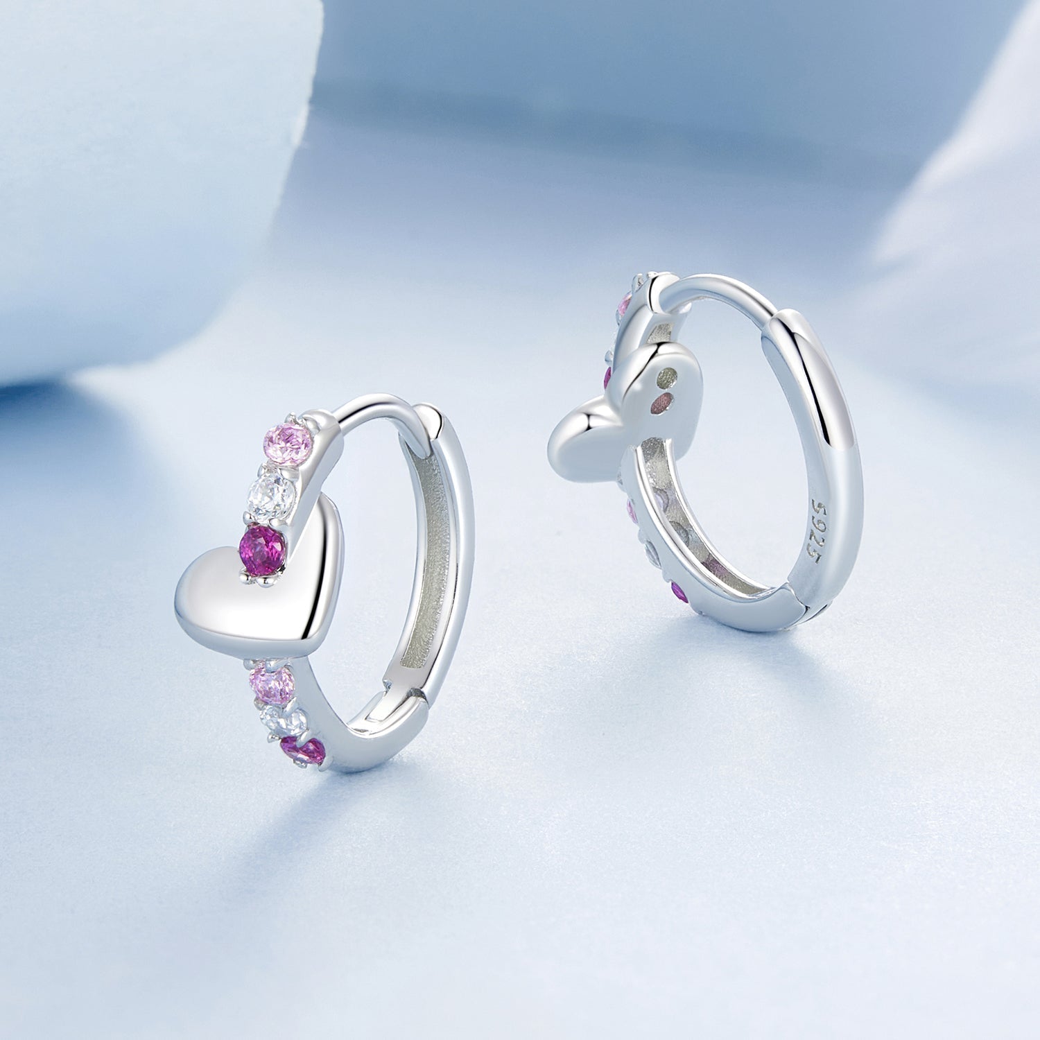 925 Sterling Silver Earrings with Pavé Setting CZ in White Gold, 1.2*0.6cm for Women  DestGlow