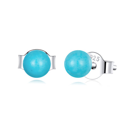 925 Sterling Silver Turquoise Earrings 0.4cm for Women  DestGlow