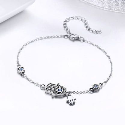 925 Sterling Silver Bracelet 21cm Long with 1.0*1.7cm Charms for Women  DestGlow