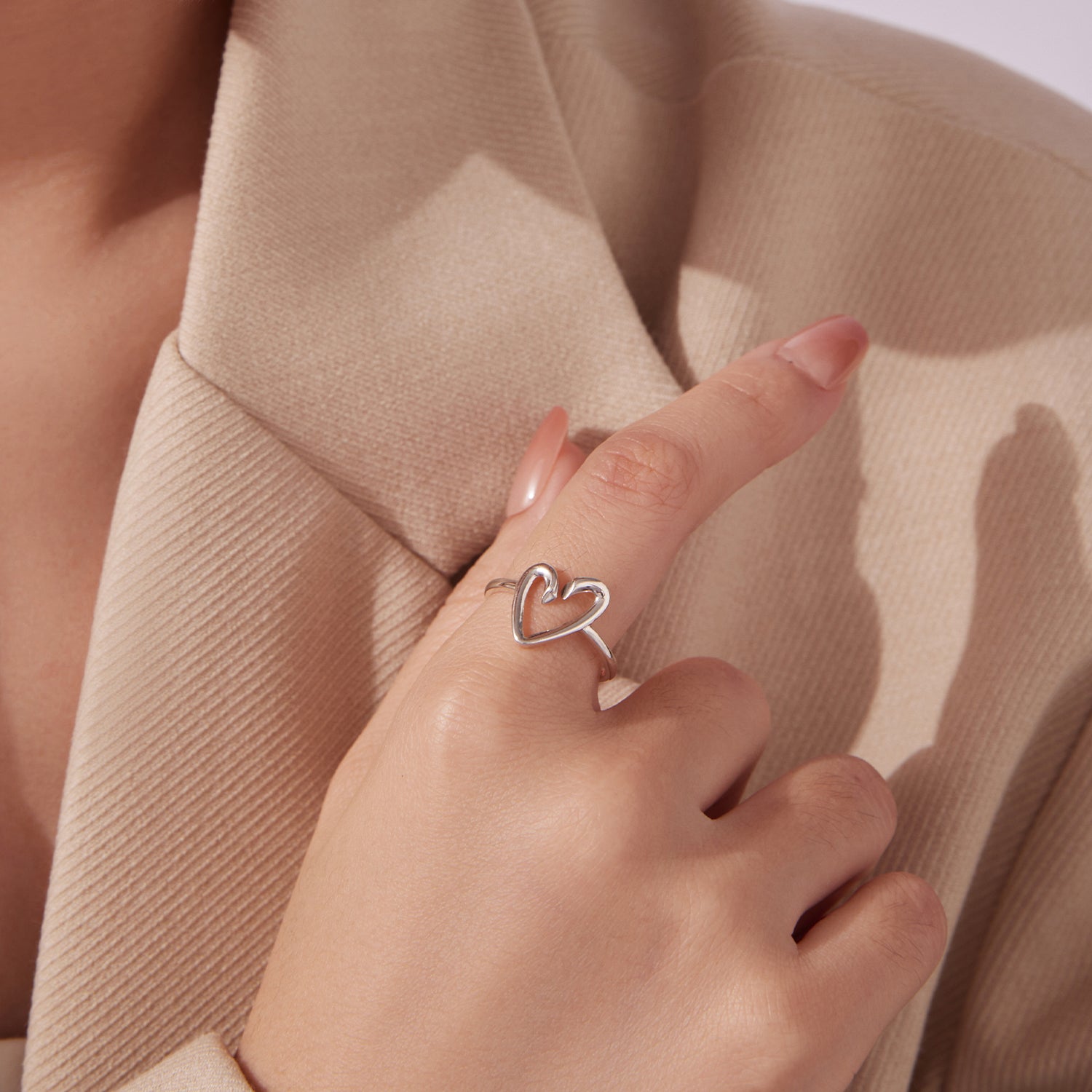925 Sterling Silver Oxidized Silver Heart Ring for Women  DestGlow