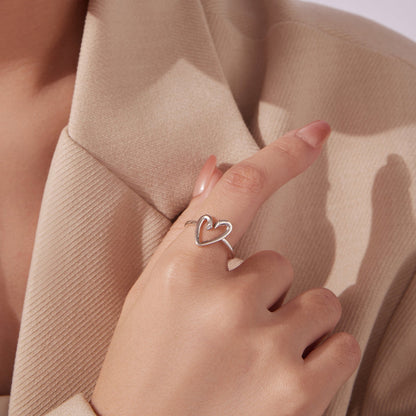925 Sterling Silver Oxidized Silver Heart Ring for Women  DestGlow
