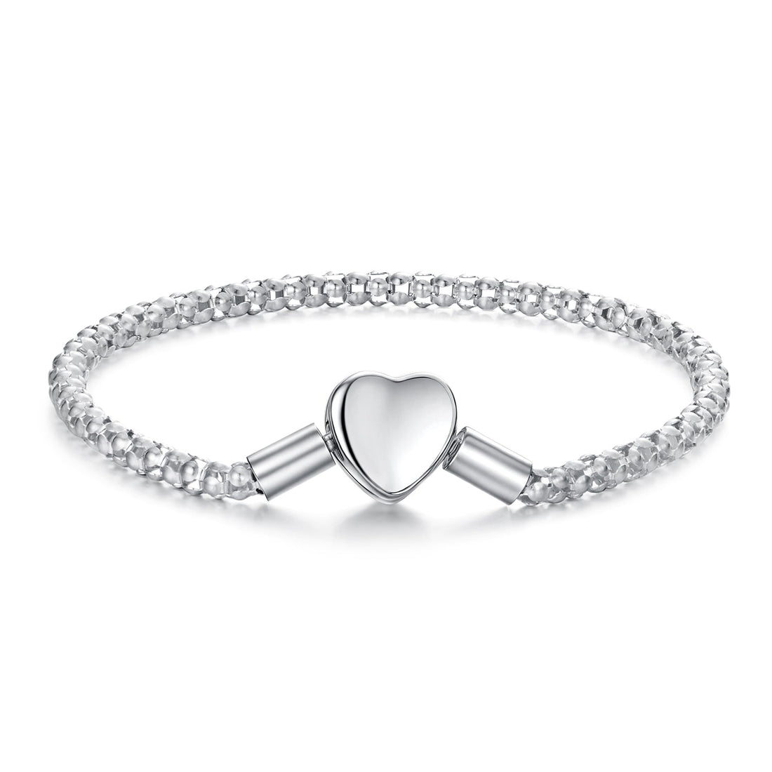 925 Sterling Silver Bracelet 17cm Heart-shaped 1.0cm for Women  DestGlow