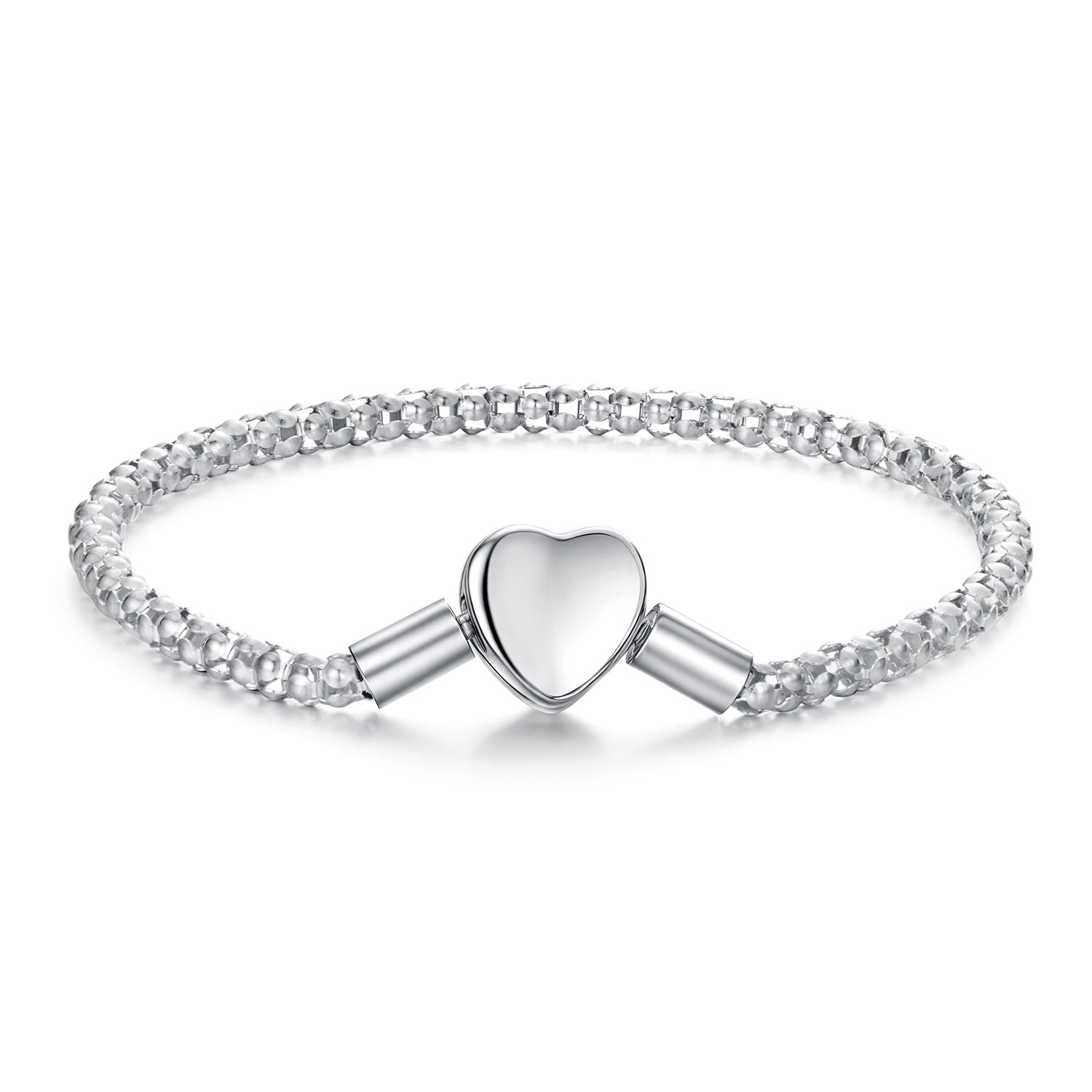 925 Sterling Silver Bracelet 17cm Heart-shaped 1.0cm for Women  DestGlow