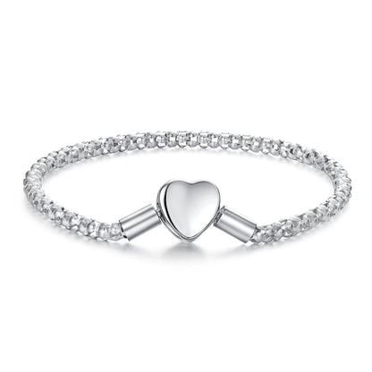 925 Sterling Silver Bracelet 17cm Heart-shaped 1.0cm for Women  DestGlow