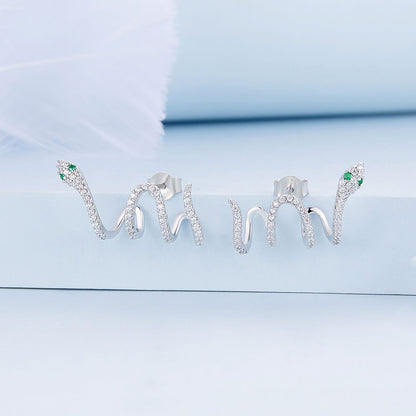 925 Sterling Silver Earrings with Plated Platinum and Pavé Setting CZ, 1.5x2.2cm for Women  DestGlow