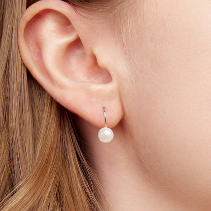 925 Sterling Silver White Gold Plated Freshwater Pearl Earrings for Women  DestGlow