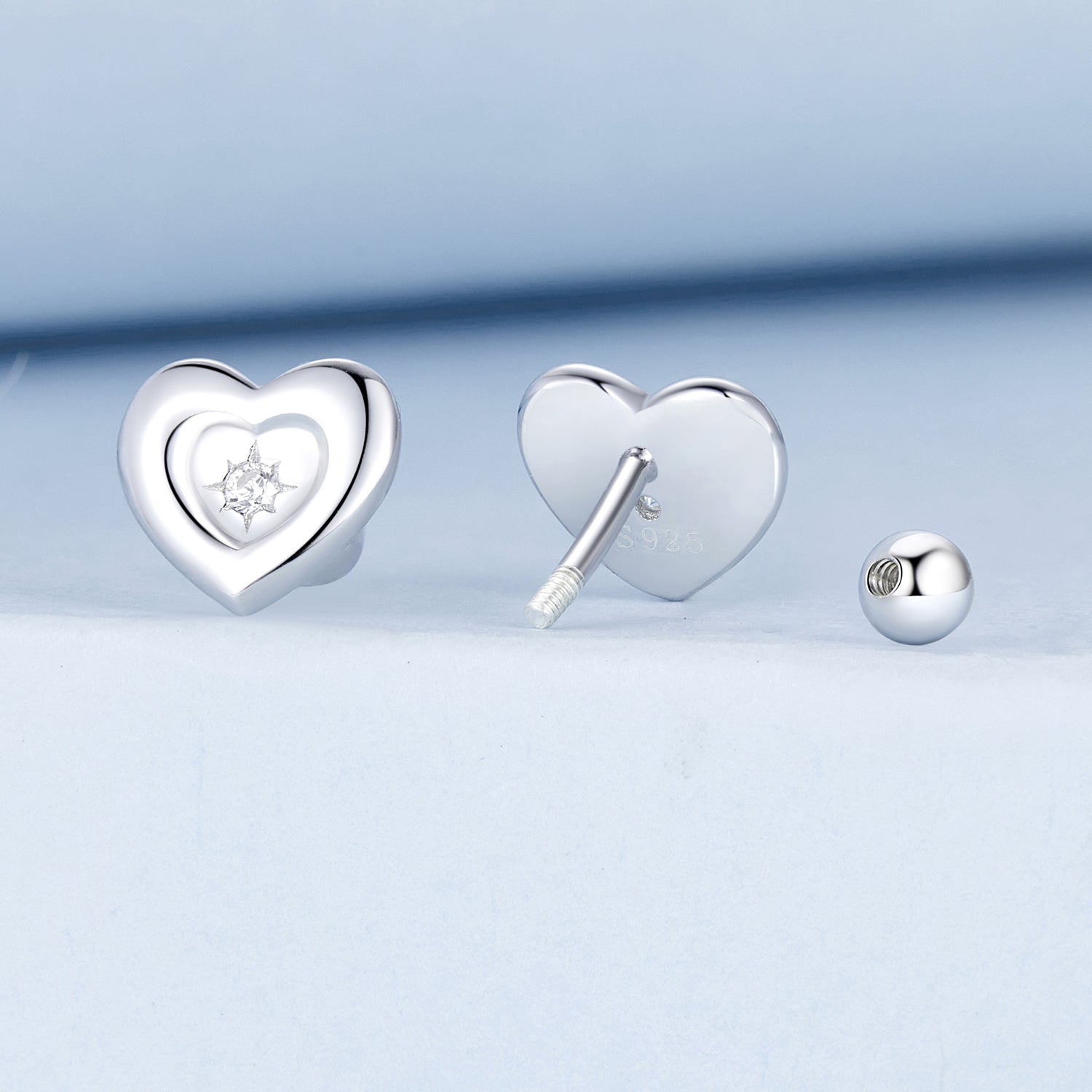 925 Sterling Silver White Gold Plated CZ Earrings  DestGlow