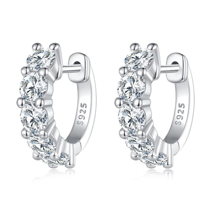 S925 Sterling Silver Moissanite Earrings, 1.3cm, Platinum Plated, for Women  DestGlow