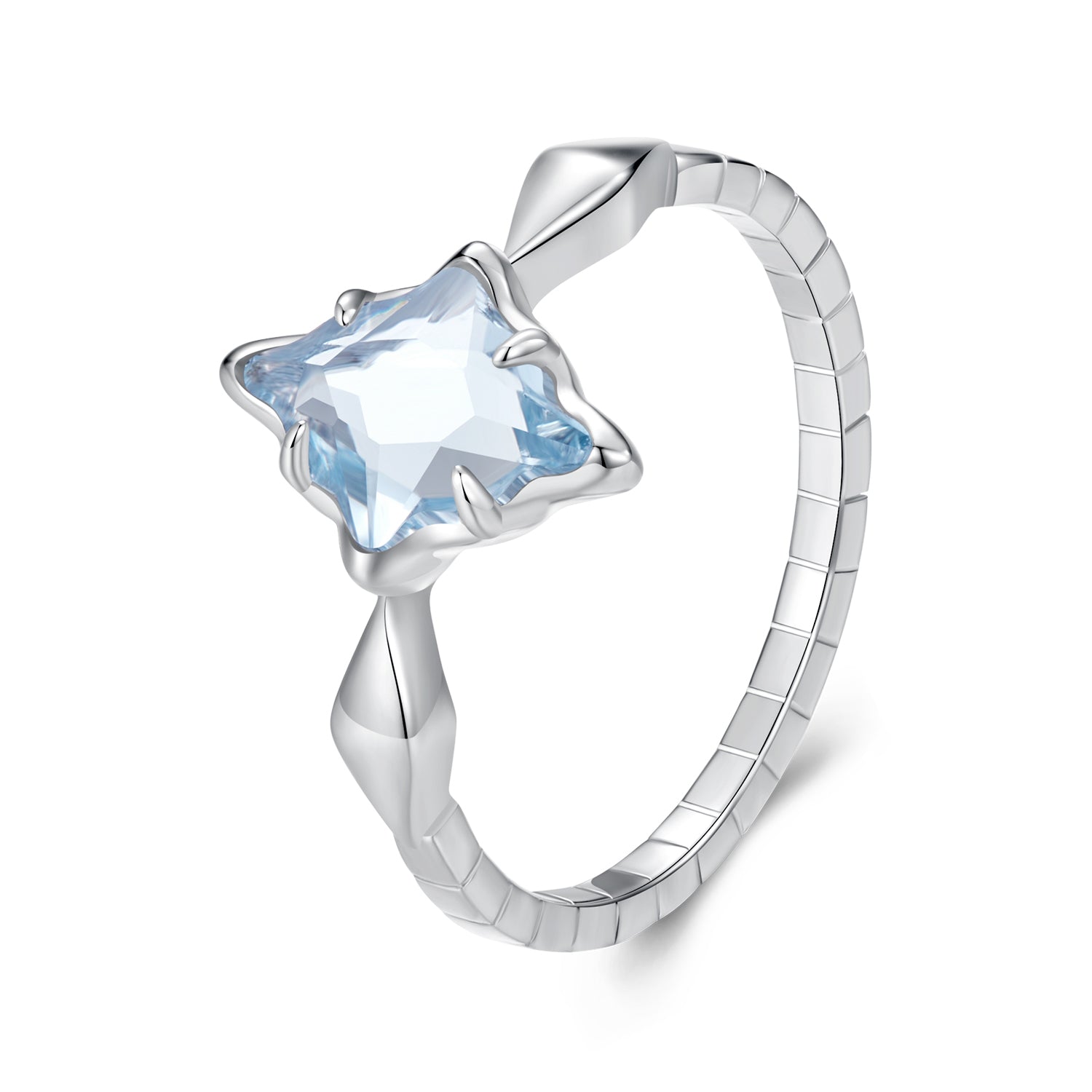 925 Sterling Silver White Gold Plated 1.2x0.9cm Pendant Ring Size 6.0 for Women  DestGlow