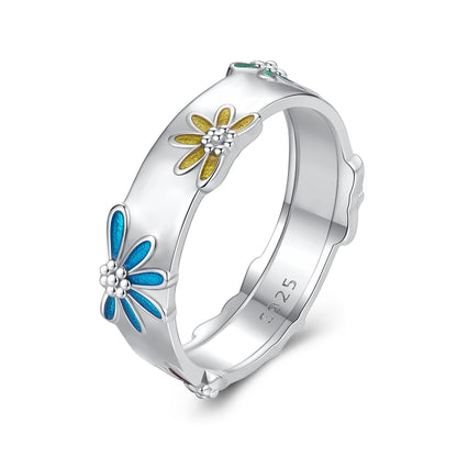 925 Sterling Silver Enamel Ring Size 6.0 for Women  DestGlow