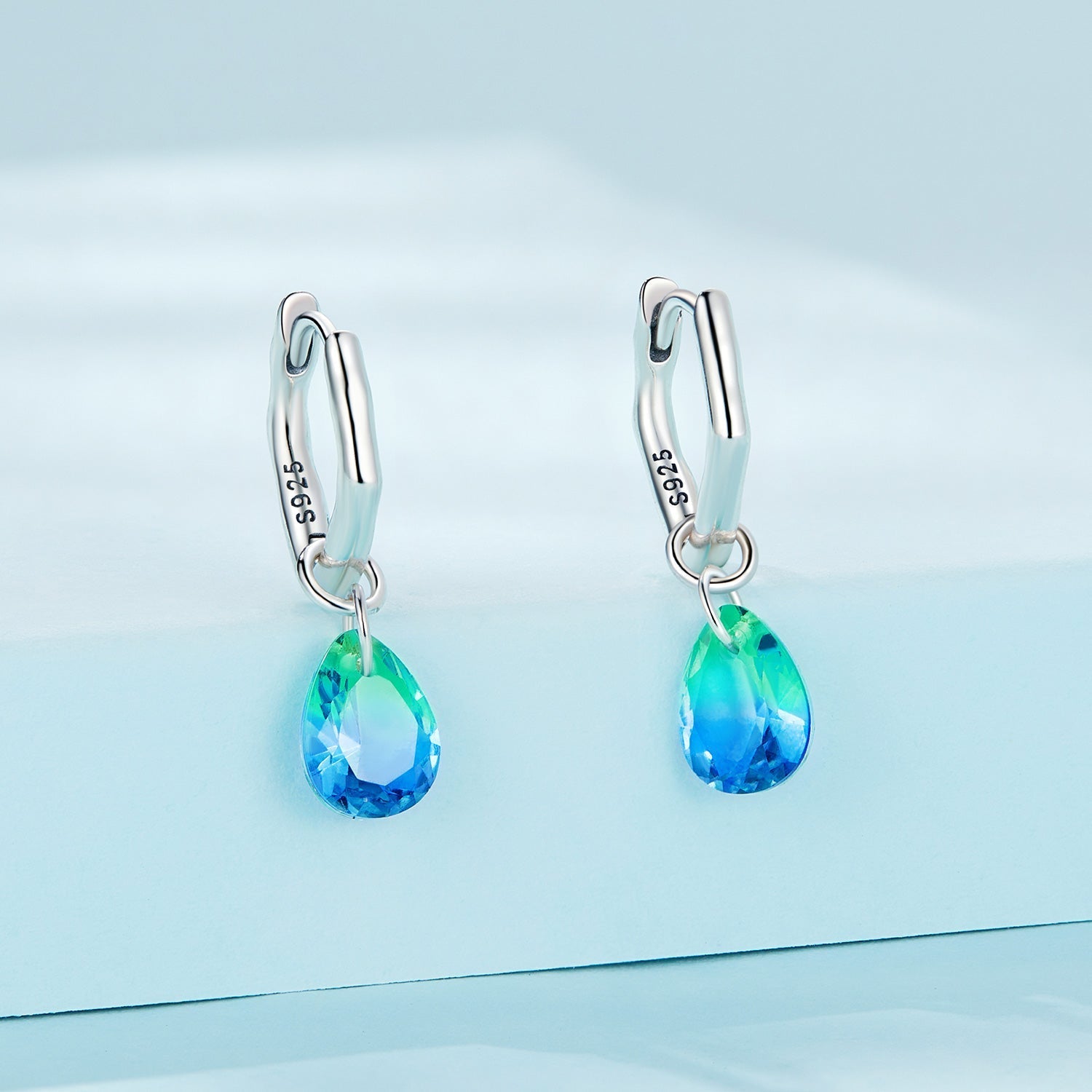 S925 Sterling Silver Oxidized Earrings with Transparent Glass &amp; Main Stone for Women  DestGlow