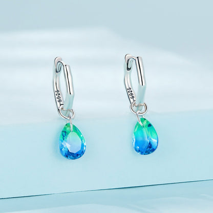 S925 Sterling Silver Oxidized Earrings with Transparent Glass &amp; Main Stone for Women  DestGlow