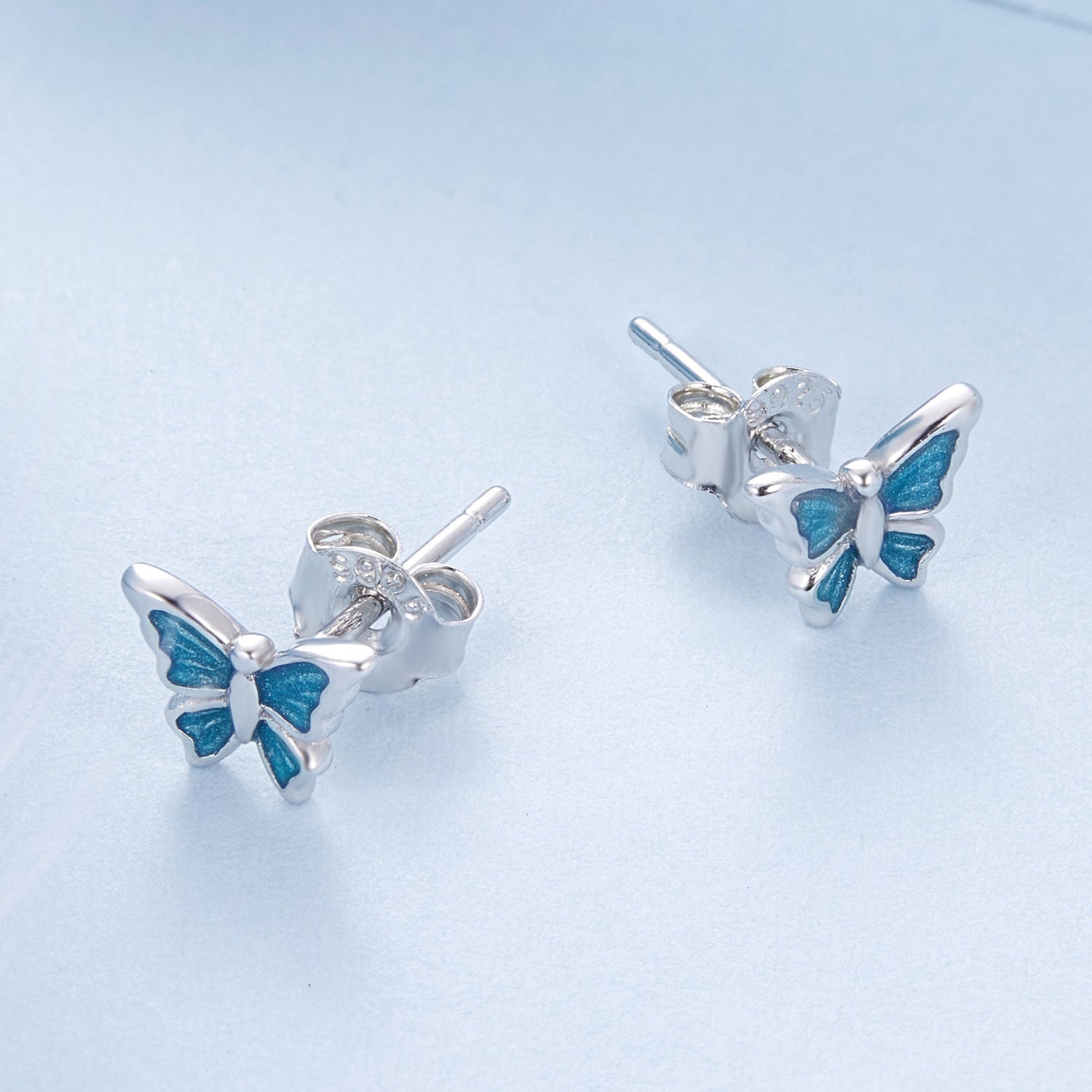 S925 Sterling Silver Earrings with Enamel Process, 6*8mm, Plated Platinum for Women  DestGlow