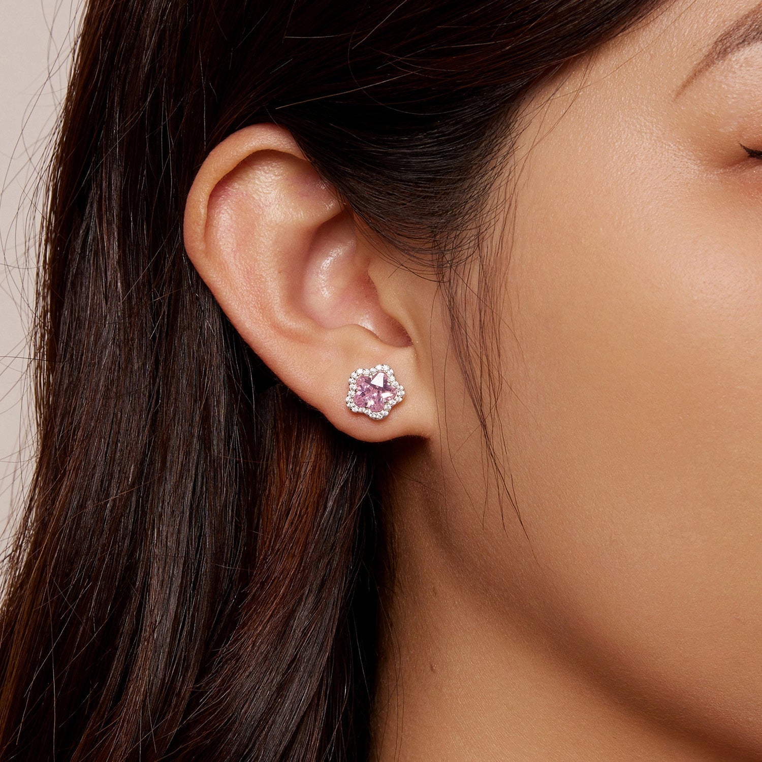 925 Sterling Silver Earrings with Pavé Setting CZ and Transparent Glass for Women  DestGlow