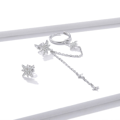 S925 Sterling Silver Earrings with CZ in Pavé Setting, 5.9cm Length, 1cm Size for Women  DestGlow