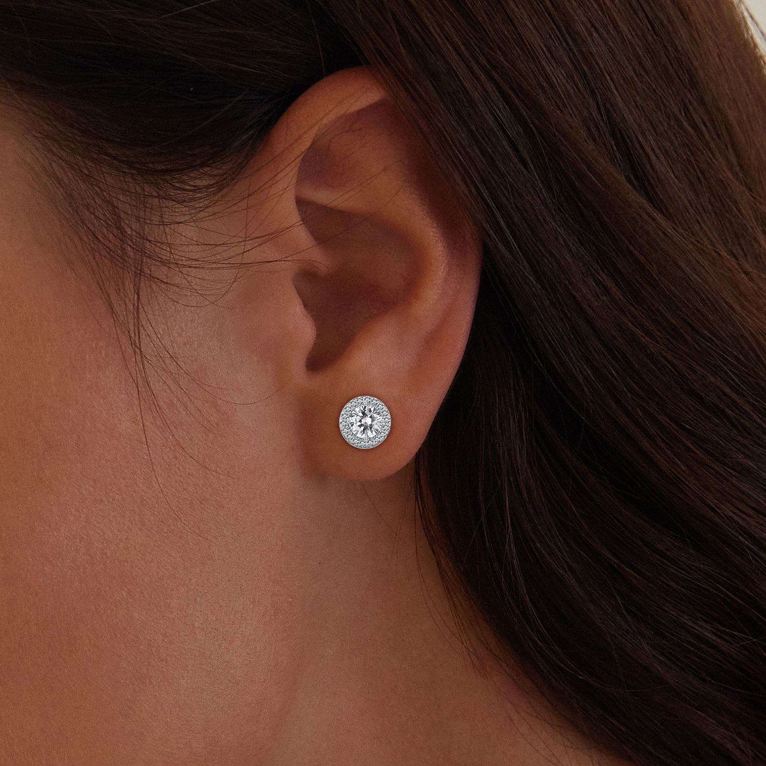 925 Sterling Silver 6.5mm Pavé Setting CZ Earrings  DestGlow