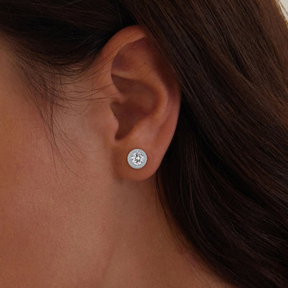 925 Sterling Silver 6.5mm Pavé Setting CZ Earrings  DestGlow