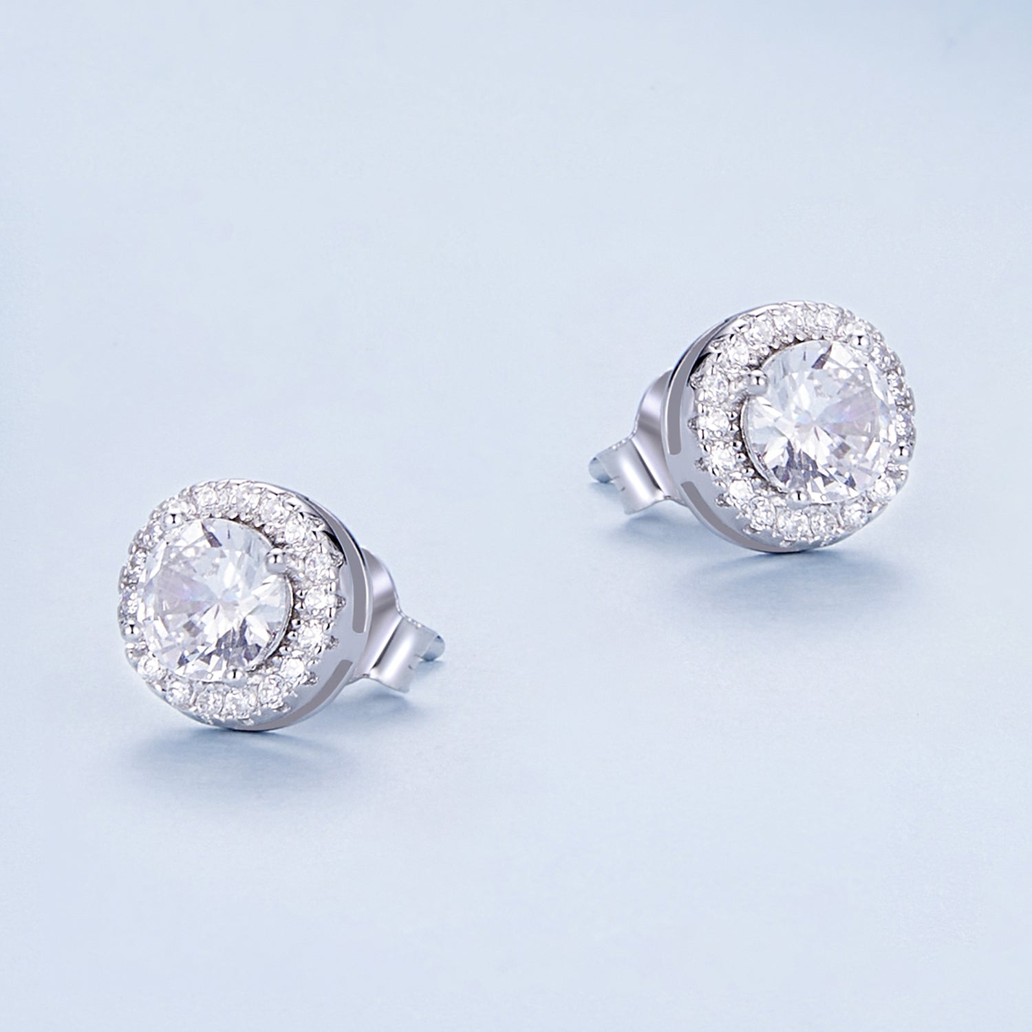 925 Sterling Silver 6.5mm Pavé Setting CZ Earrings  DestGlow