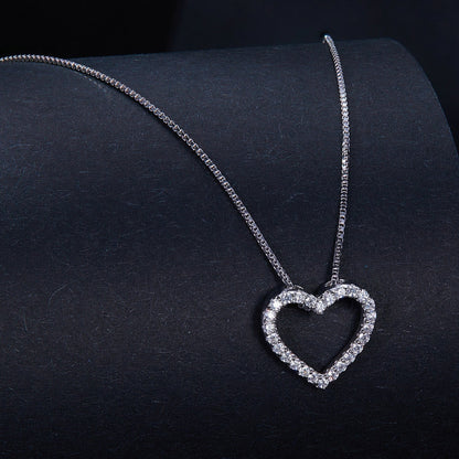 S925 Sterling Silver Necklace with Moissanite, 400mm + 50mm, Platinum Plated, Women