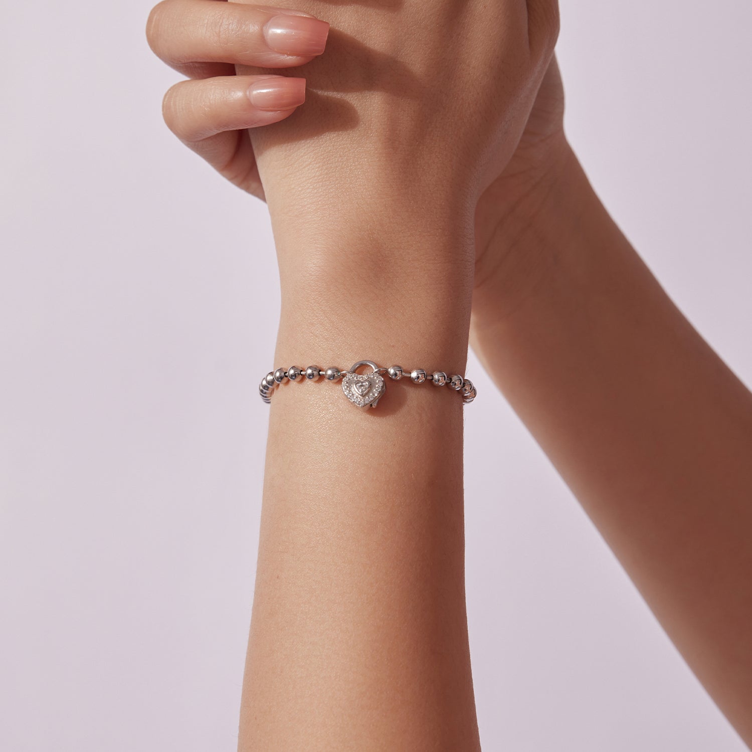 925 Sterling Silver White Gold Plated 17cm Bracelet with CZ Paved Setting for Women  DestGlow