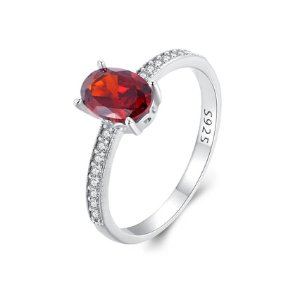 925 Sterling Silver Pavé Setting CZ Synthetic Garnet Ring for Women  DestGlow