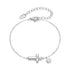 925 Sterling Silver Bracelets with Pavé Setting CZ, Length 15+6cm, White Gold Plated for Women  DestGlow