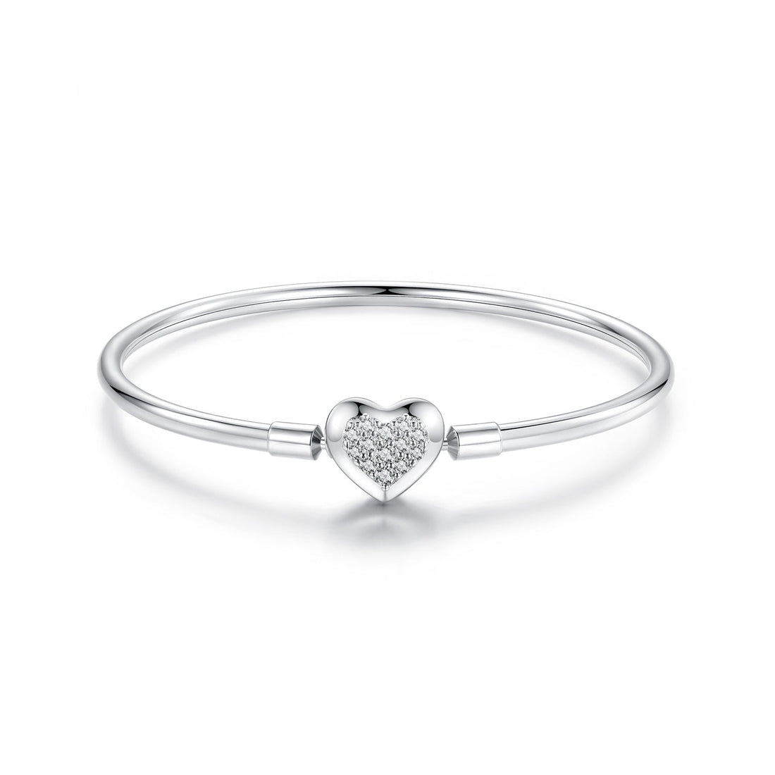 925 Sterling Silver White Gold Plated CZ Bracelet for Women - Size 17.0  DestGlow