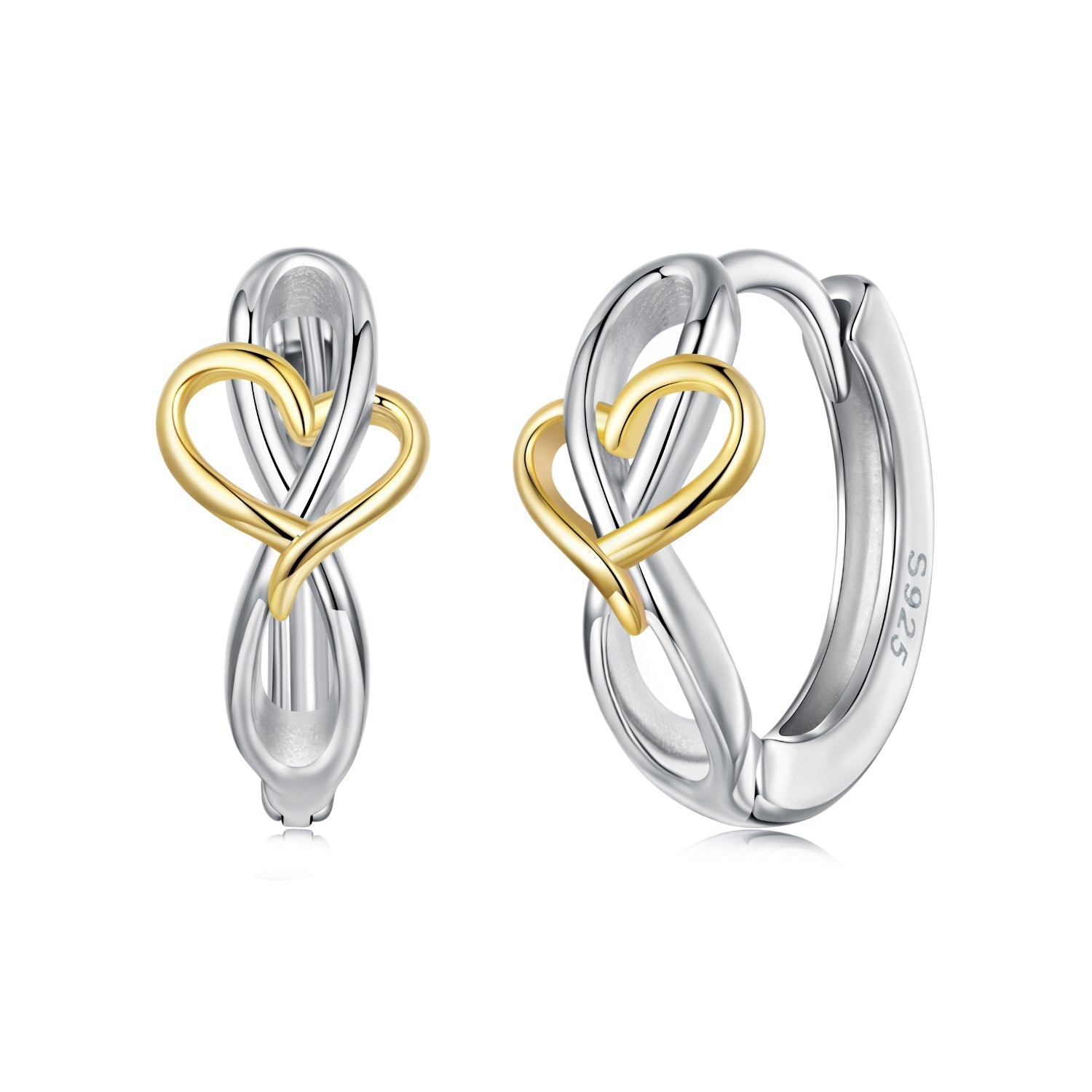 925 Sterling Silver Plated White Gold &amp; Gold Hoop Earrings for Women  DestGlow