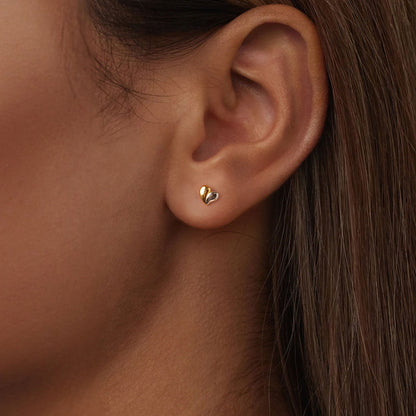 925 Sterling Silver &amp; Plated Gold Earrings for Women - 0.5*0.6cm  DestGlow