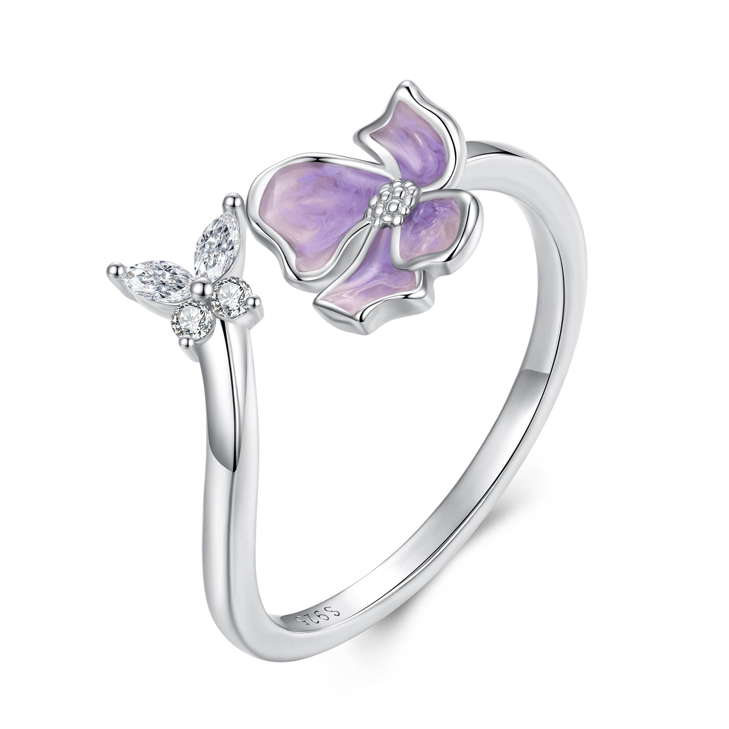 925 Sterling Silver Enamel Flower Ring for Women  DestGlow