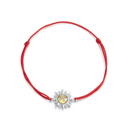 925 Sterling Silver Adjustable Length Bracelet with CZ and Glass Pendant for Women  DestGlow